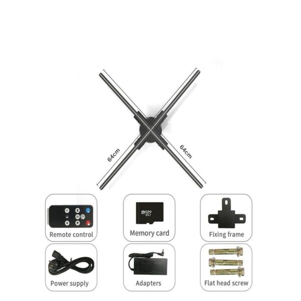 Ventilador Proyector Holograma 3D 62Cm 4 Aspas 72wts  Giro 360° New APP WIfi - Imagen 3