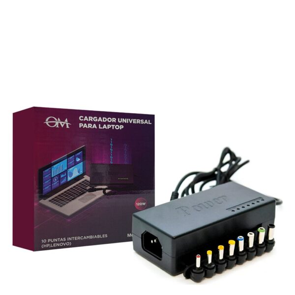 Cargador Universal Notebook 120w 10 Inc. Puntas HP y Lenovo