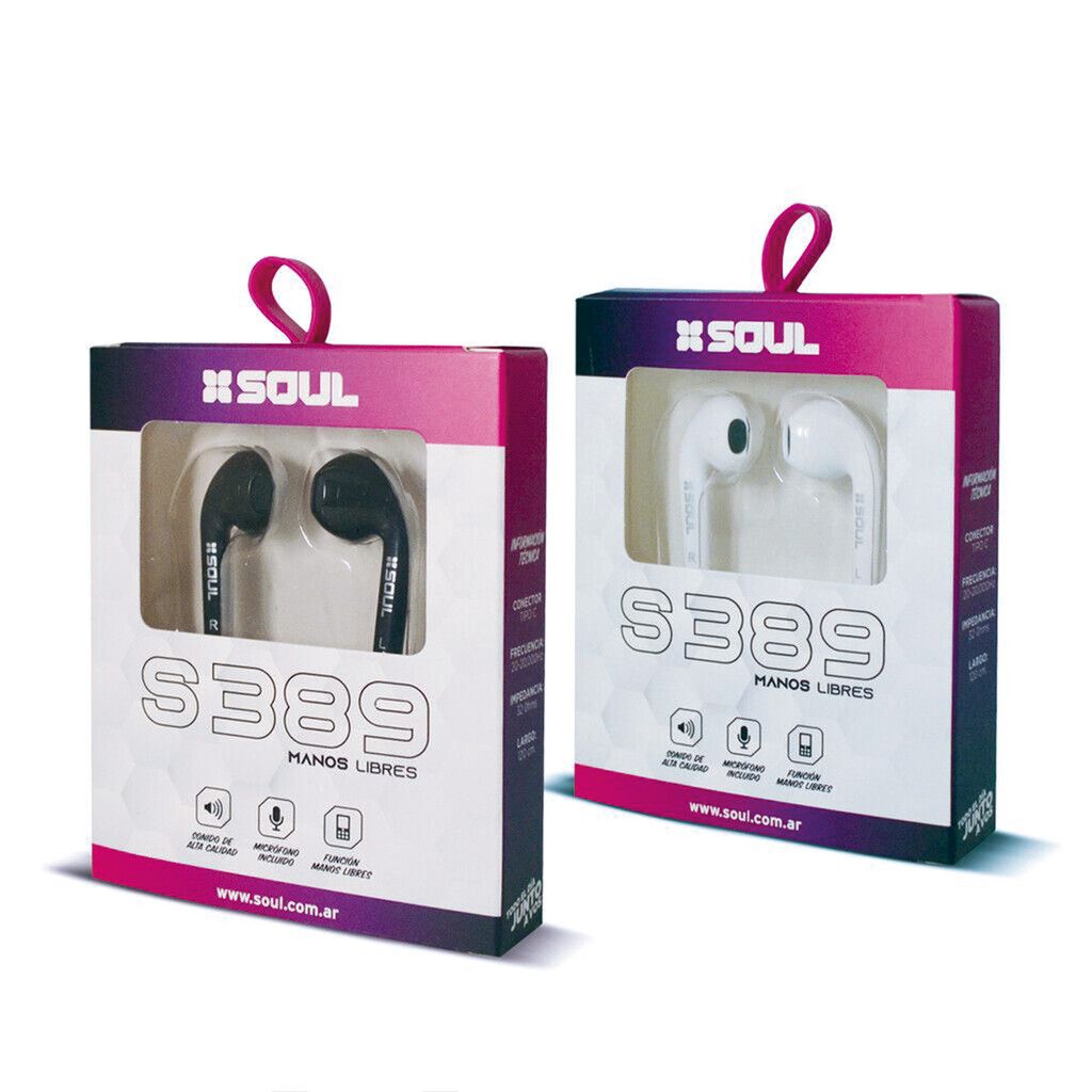 Manos Libres S389 Tipo ''C'' C/ Volumen Rigido Marca SOUL --