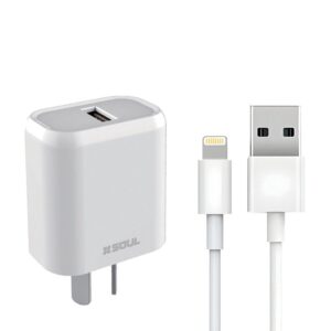 Cargador Rapido Lightning 2.1A 1USB + Cable Marca SOUL