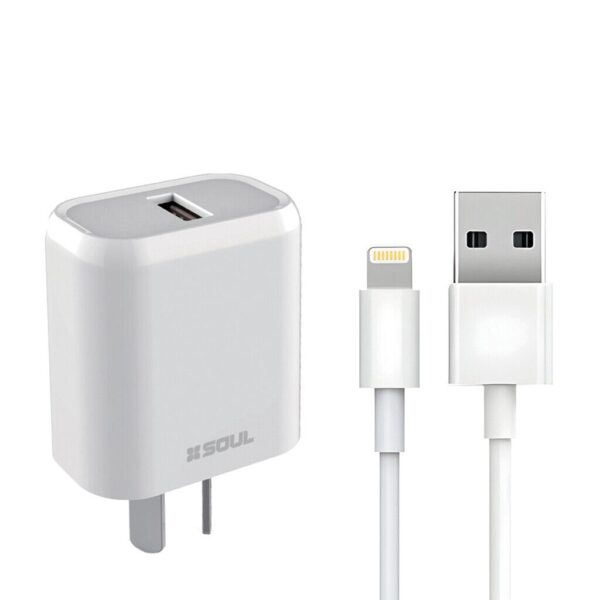 Cargador Rapido Lightning 2.1A 1USB + Cable Marca SOUL