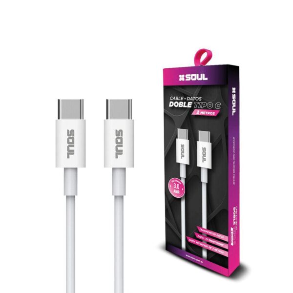 Cable USB Tipo C a Tipo C 3A 1Mts SOUL