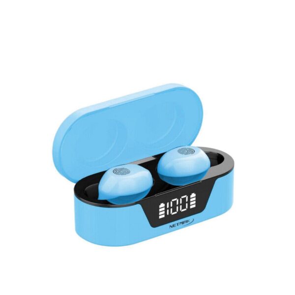 Earbuds Ultra Livianos Bluetooth C/ Base De Carga Display Marca Netmak Earbuds Ultra Livianos Bluetooth C/ Base De Carga Display Marca Netmak