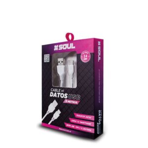 Cable Carga Rapida Micro USB 3.4A 3Mts de Largo Marca SOUL