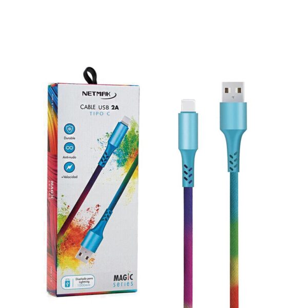 Cable Usb a Tipo C 2A 1M Magic NEON Series Netmak
