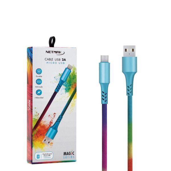 Cable Usb a Micro USB 2A 1M Magic NEON Series Netmak