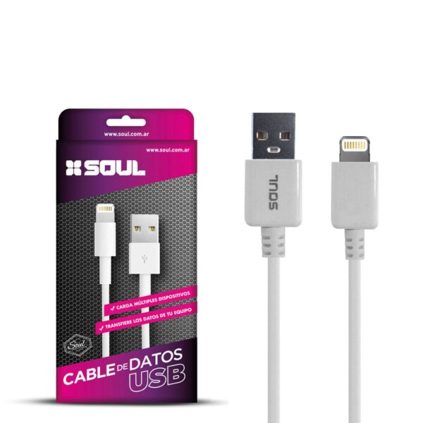 Cable Carga Rapida Lightning 2M Marca SOUL