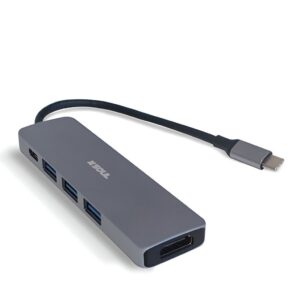 Adaptador Multi Hub Tipo C 5en1 (HD TV 4K + PD C 60W  + 3 USB 3.0