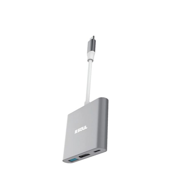 Adaptador Multi Hub Tipo C 3en1 (HD TV 4K + PD C 60W  + USB 3.0)