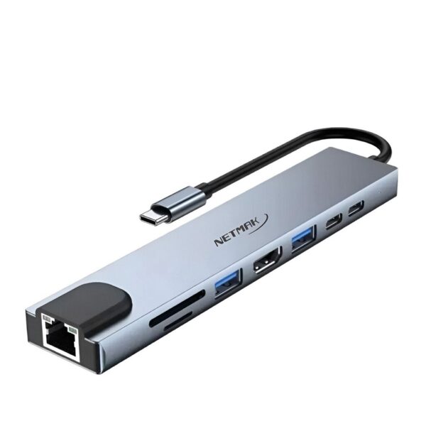 Adaptador Tipo C 8en1 Multi Hub (HDMI TV 4K + PD C 60W + USB 3.0+ LAN + MSD) Adaptador Tipo C 8en1 Multi Hub (HDMI TV 4K + PD C 60W + USB 3.0+ LAN + MSD)
