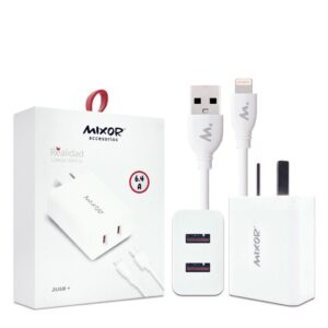 Cargador Rapido 6.4A 2USB + Cable  Lightning - REALIDAD - MIXOR