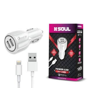 Cargador Auto 12V Dual Fast 3.1 Lightning Marca SOUL