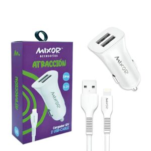 Cabezal 12V 4.2A 2 USB + Cable Lightning - Marca MIXOR