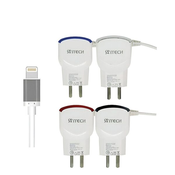 Cargador Rapido 4.2A 2USB C/ Cable iPhone AiTECH