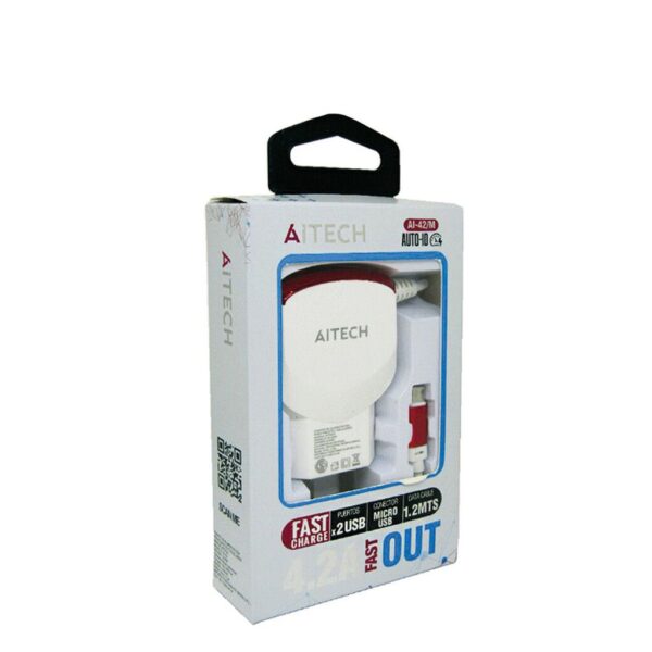 Cargador Rapido 4.2A 2USB C/ Cable iPhone AiTECH - Imagen 2