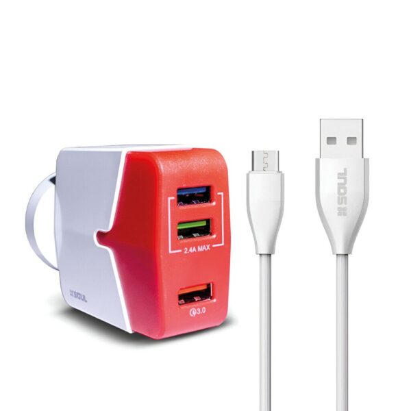 Cargador Ultra Micro USB 3.4A 3 USB Qualcomm 3.0 Marca SOUL Premium
