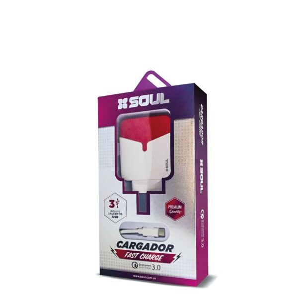 Cargador Ultra Micro USB 3.4A 3 USB Qualcomm 3.0 Marca SOUL Premium - Imagen 2
