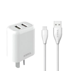 Cargador Rapido Micro 2.4A 2USB + Cable Marca SOUL