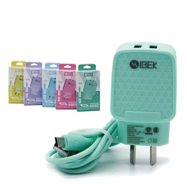 Cargador Rapido 4.8A Micro 2USB + Cable IBEK