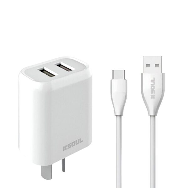 Cargador Rapido TC 2.4A 2USB + Cable Marca SOUL