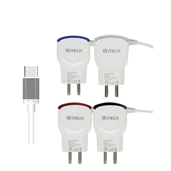 Cargador Rapido 4.2A 2USB C/ Cable Tipo ''C'' AiTECH