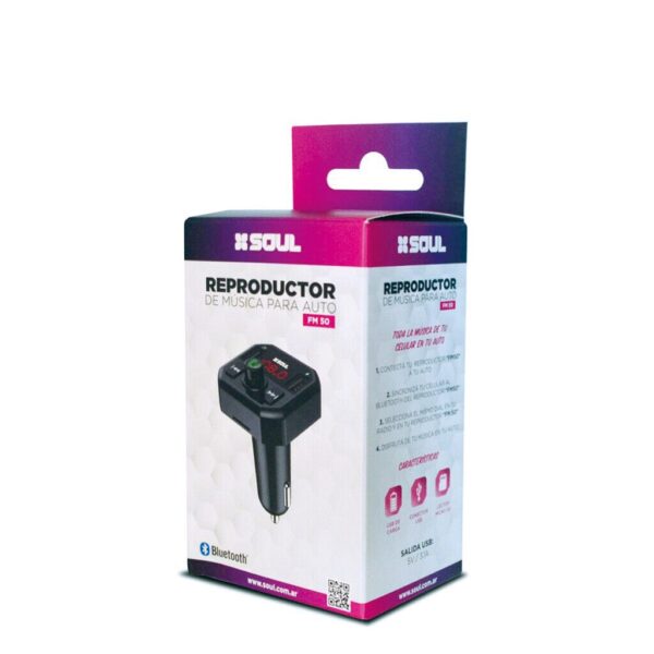 Transmisor Fm Con Bluetooth Y Cargador + USB 3.1 Marca SOUL