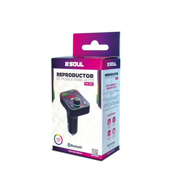 Transmisor Fm Con Bluetooth Y Cargador + USB 3.1+ CONEC TIPO C (RGB)