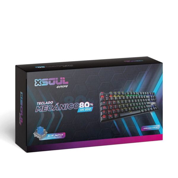 Teclado Gamer Mecanico RGB 87 keys Marca Soul XK850