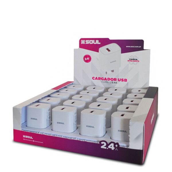 Cargador Viajero USB 2.4A box (X 20unidades) s/cable - Imagen 2