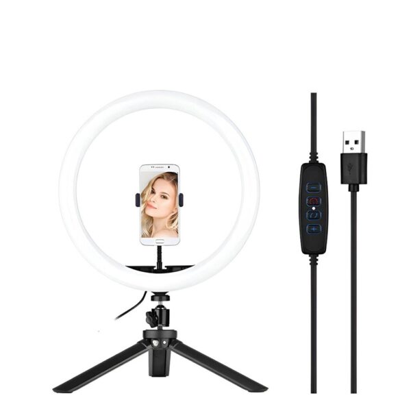 Aro LED 10'' usb  Control 26cm c/ Tripode