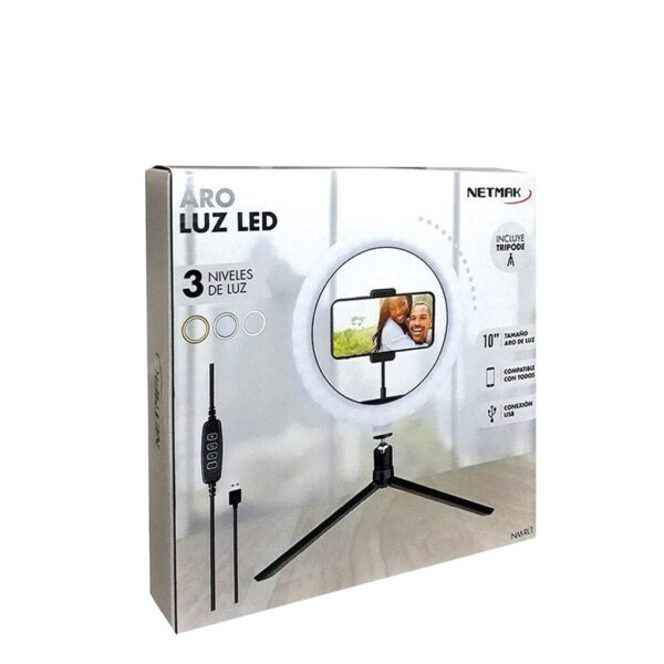 Aro LED 10'' usb  Control 26cm c/ Tripode