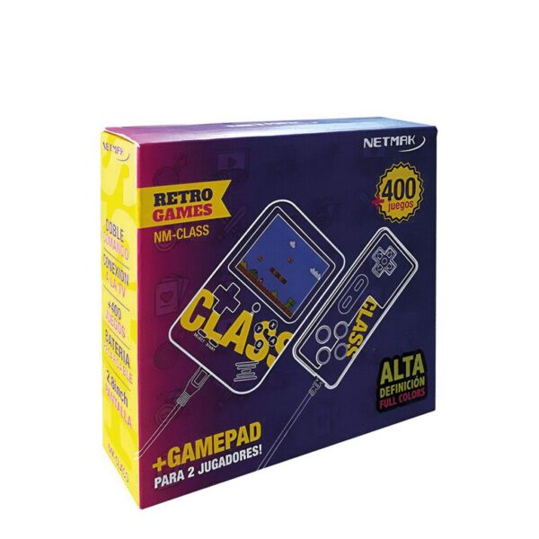 Consola Gamer 8Bit 400 con mando extra p/2 players) Marca Netmak