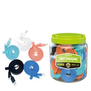 Cable Carga y Datos 2A Enrollable USB A C Frasco x30 Precio Unitario