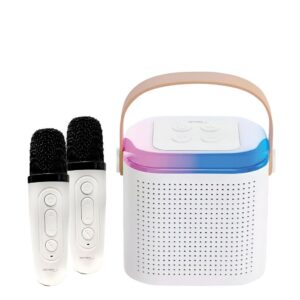 Mini parlante Karaoke Luminoso + Mic x 2 - Incluye efectos de voz divertidos. NETMAK