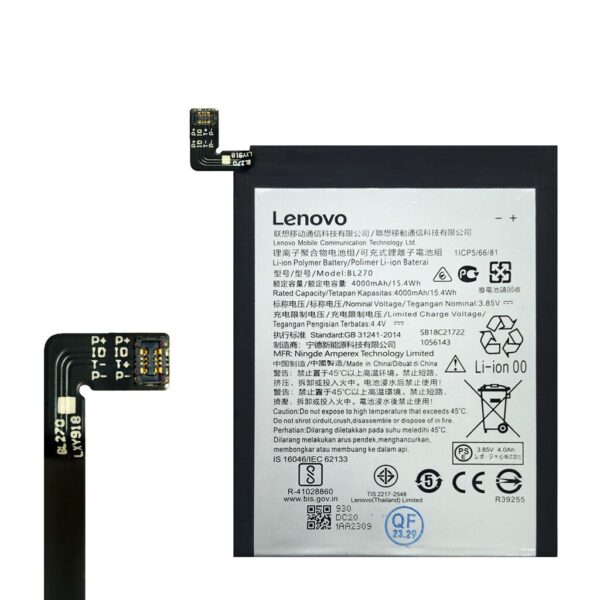 Batería Moto G6 PLAY/E5/LENOVO K6 PLUS (BL270) Rep. ORIGINAL Calidad MAXIMA ---