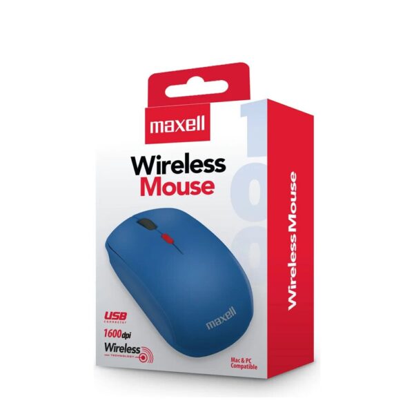 Mouse Inalambrico Diseño Curvo - MAXELL - MOWL100 - 1200 DPI AZUL