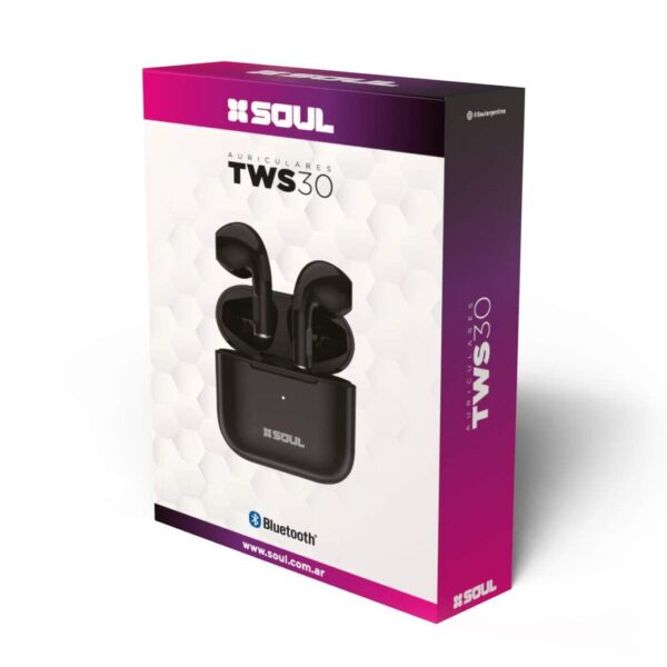 Auricular Bluetooth 5.2 TWS30 Con Base Blanco SOUL