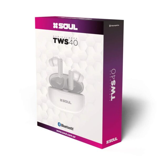 Auricular Bluetooth 5.2 TWS40 in Air Con Base Blanco SOUL