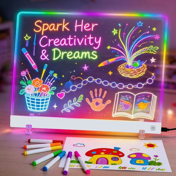 Pizarra Mágica Acrílica Led Usb Luminosa Con Marcadores