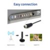 Antena de TV TDA P/ Interiores Cable 5m - Base Magnetica  VHF UHF 4K HD