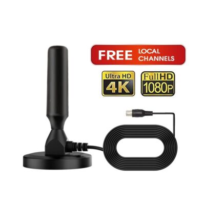 Antena de TV TDA P/ Interiores Cable 5m - Base Magnetica Amplificador Alta Ganancia VHF UHF 4K HD Antena de TV TDA P/ Interiores Cable 5m - Base Magnetica VHF UHF 4K HD