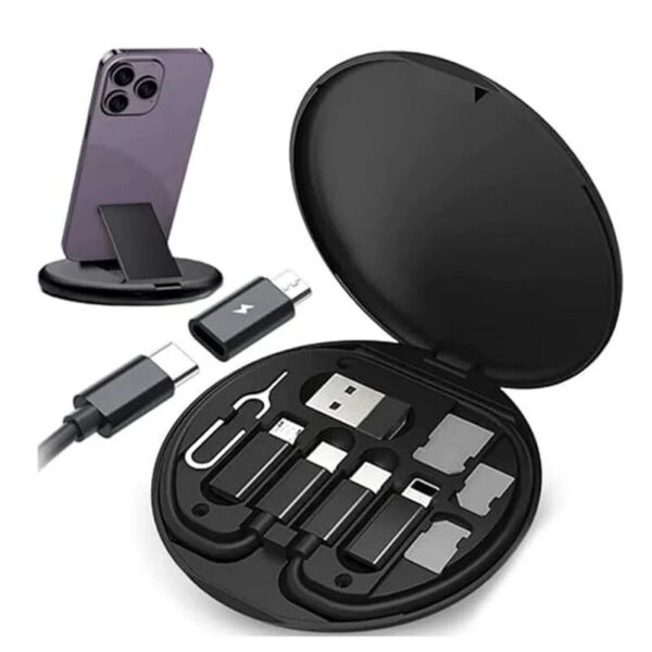Cable Adaptador 6 en 1 Estuche Multifuncional c/ Soporte para Cel