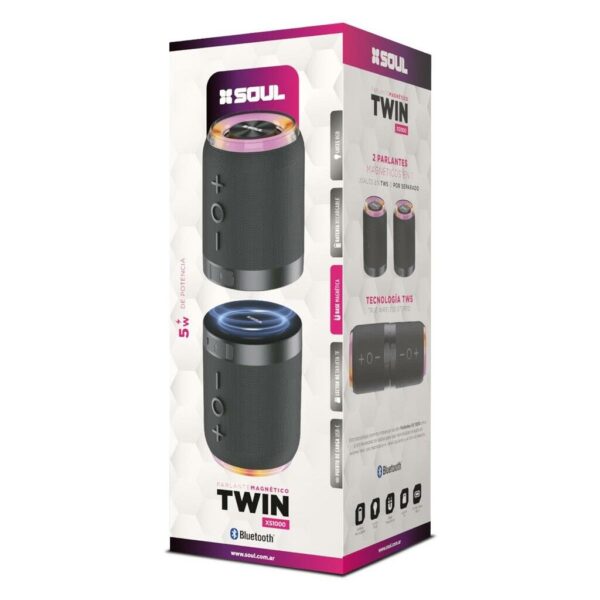 Parlante XS1000 XS TWIN Magnetico rgb tws 5W - Negro - Marca Soul
